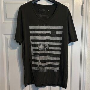 Altru Black V-Neck Graphic Tee with Monochrome Photo Print